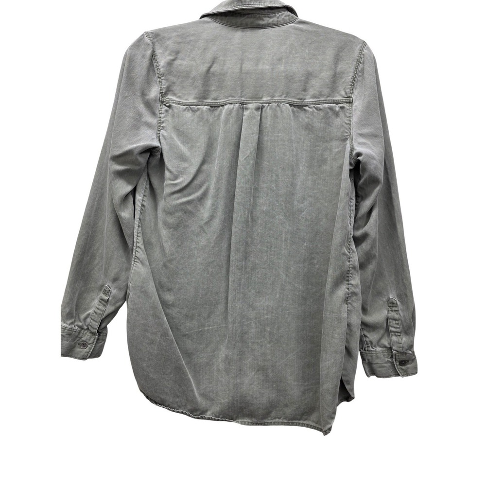 Old Navy Womens Medium Olive Gray Tencel Lyocell Long Sleeve Button Down Shirt - Picture 2 of 8
